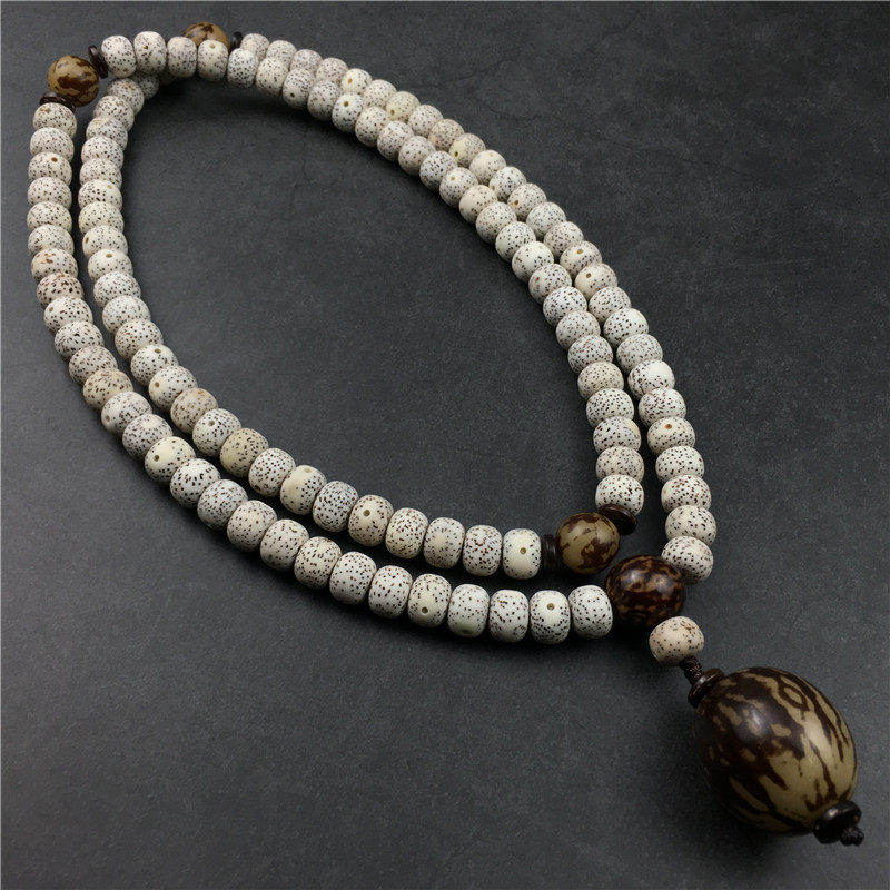 天然108颗小金刚菩提子项链挂件5瓣爆肉装饰佛珠配饰尼泊尔原籽男
