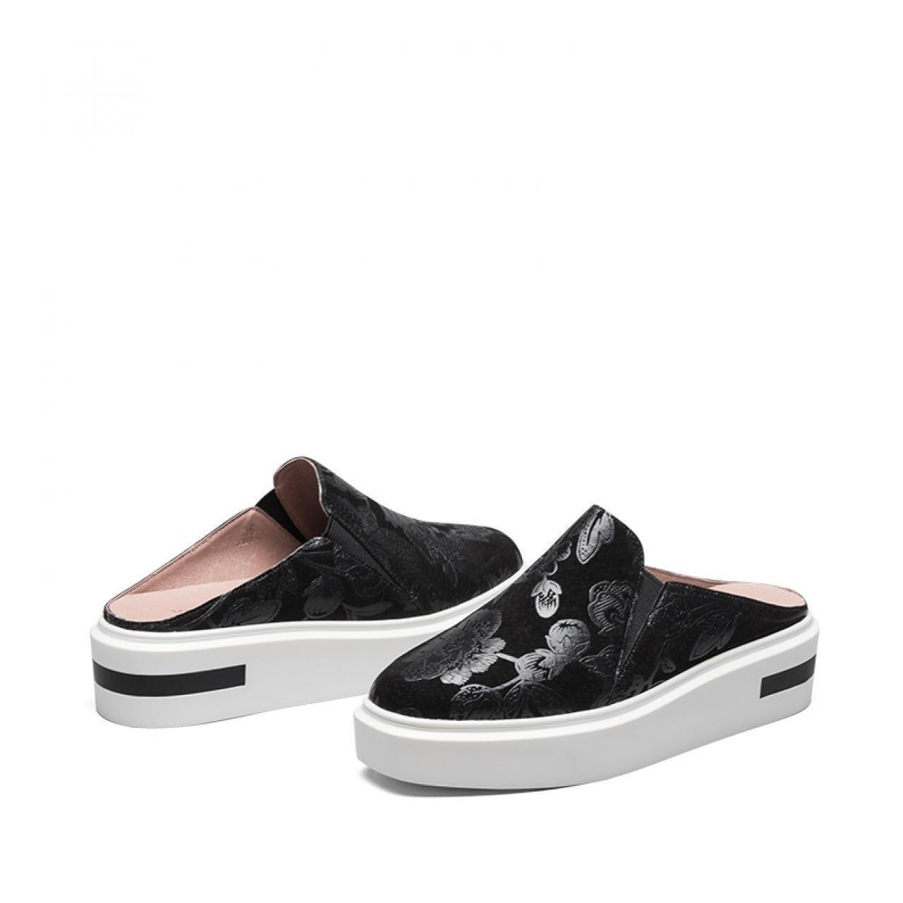 topgloria汤普葛罗印花平底鞋休闲一脚懒人蹬外穿女拖鞋107480j