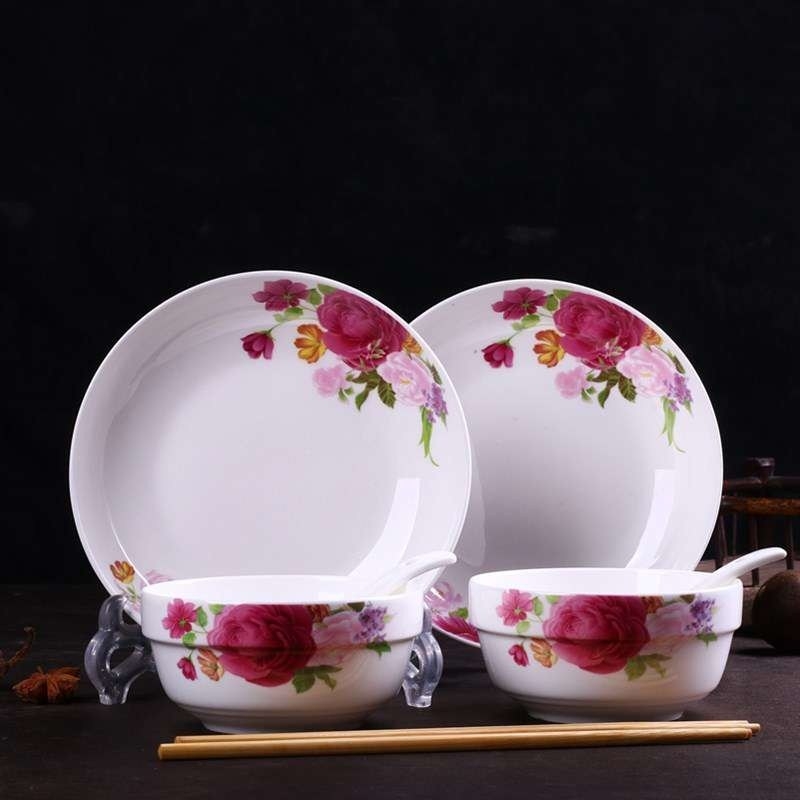 A combination of dishes suit contracted household rainbow such 2 sweethearts bowl bowl chopsticks double 2 lovely ceramic dishes dishes