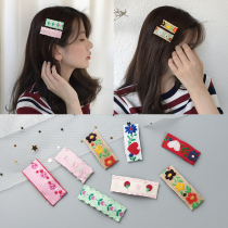 Hairclip female Korean retro ethnic embroidery Korean version of the net red clip girl hair card adult simple clip hair accessories