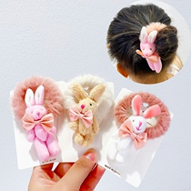 womens autumn winter headdress cute plush cloth occasional hair loop round head ponytail hairline cartoon rabbit headline Korean style hair accessory