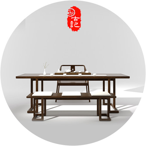现代简约禅意新中式茶桌椅组合实木老榆木仿古书桌功夫台茶室家具_7折