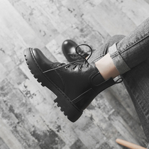 Martin boots womens 2021 spring and autumn season new net red boots versatile handsome black thick-soled thick-heeled British style boots