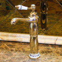 All copper faucet single hole basin faucet European hot and cold faucet antique faucet upper basin golden faucet