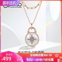 T400 double-layer splicing necklace female sterling silver stacked wear 2021 New light luxury niche design rose gold choker