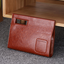 Korean version of the street mens satchel handbag hand grab bag leather business shoulder bag casual mens bag hand-held envelope bag tide