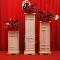 Wedding props Chinese wedding wooden street lights Log square pillar new Chinese wedding ornament decoration