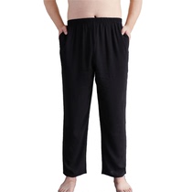 Summer cotton silk mens pajamas loose and thin home casual plus fat plus size artificial cotton mens trousers home pants