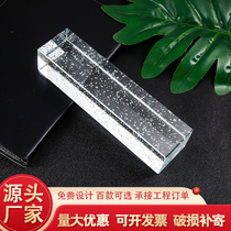  Polished glass brick square partition wall Transparent solid color frosted perforated crystal brick bar screen background wall