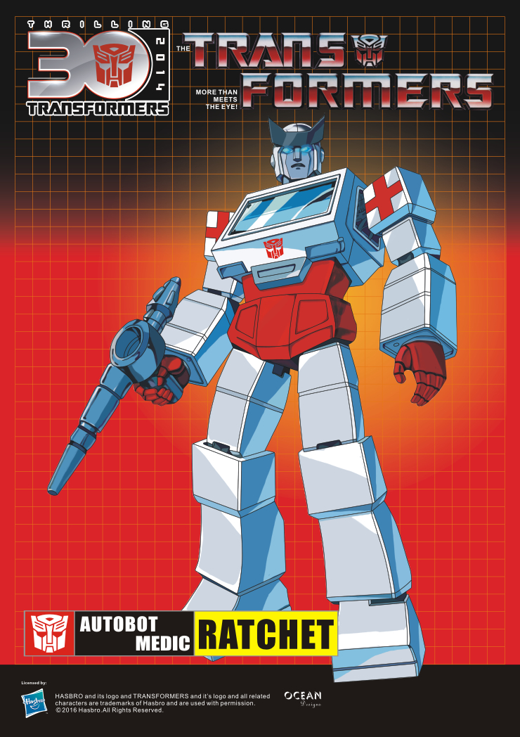 孩之宝 变形金刚 g1动画 汽车人 救护车 30周年纪念 高清a4 海报