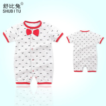 Newborn baby conjoined clothes 0-3 months 6 summer cotton thin male baby full moon short sleeve summer Women 100 days