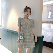 2022 Spring paragraph Small Temperament Professional Suit Skirt cashew with slim temperament Goddess Fan Liandress Children Summer