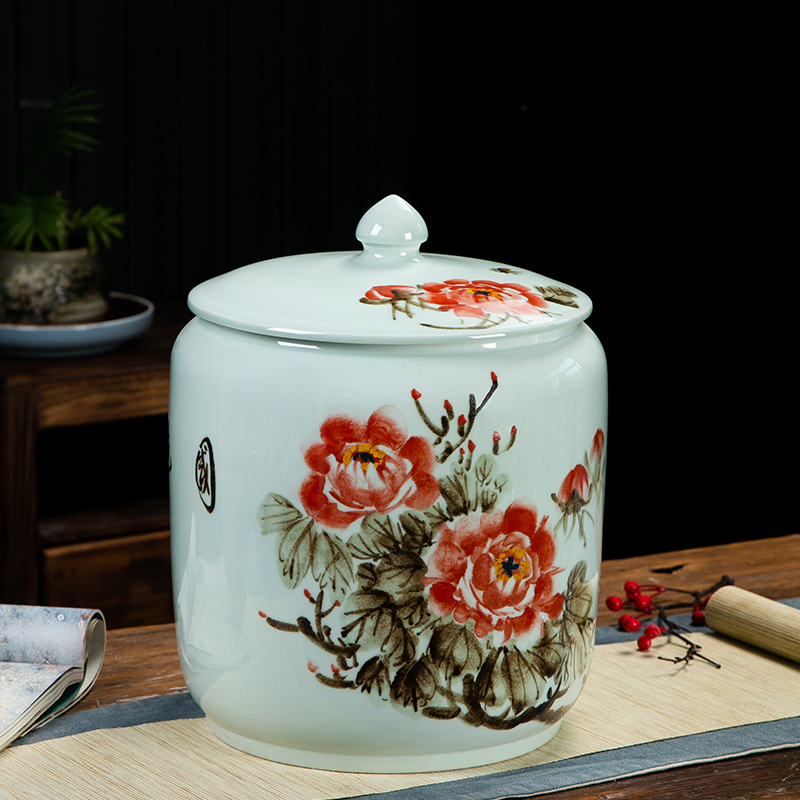 Jingdezhen ceramic barrel tank 20 jins 30 jins the loaded with cover seal storage tank moistureproof insect - resistant hand - made m barrels