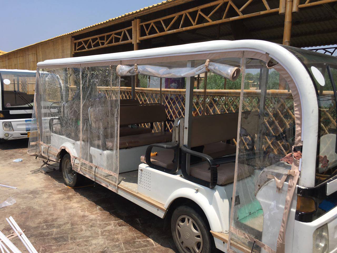 福田雷沃奥星观光车遮阳帘 遮雨帘 透明雨罩 防风帘 遮阳卷帘.