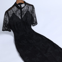 Qi Wei improved cheongsam dress 2021 new young girl lace Chinese style black temperament long