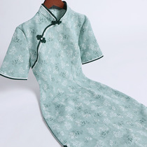 Qi Wei cheongsam skirt summer modified dress new young girl cotton linen Chinese style retro comfort