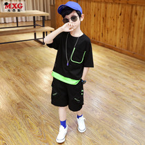 Childrens clothing fashionable boys summer childrens sports suit 2021 summer new boys Net red clothes handsome Tide brand