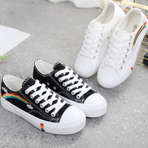 Rainbow canvas shoes womens shoes 2021 Autumn New Wild students graffiti trendy shoes soft bottom explosion small white shoes sneakers