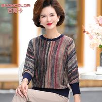 2021 new middle-aged and elderly women Spring casual bottom shirt 40 years old 50 mother dress spring and autumn T-shirt foreign style shirt
