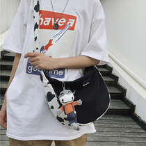 Canvas Bag Women Summer Slanted Satchel 2021 New Tide Single Shoulder Bag Male Students Class Light Sport 100 Hitch Dumplings Bag