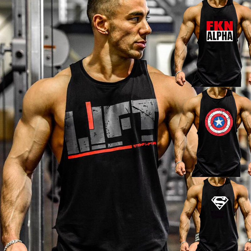 sport vest men gym bodybuilding fitness singlets tank tops_7折