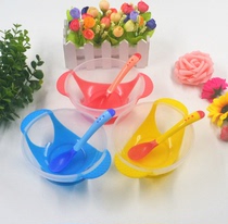 Suction cup bowl with temperature-sensitive spoon Baby suction cup bowl set Childrens non-slip binaural suction wall bowl Practice bowl Supplementary food bowl