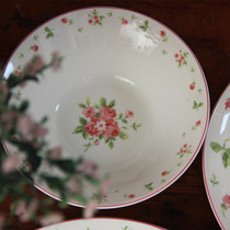 Pink floral export single ceramic Western plate home creative cereal bowl rice bowl breakfast plate Western plate