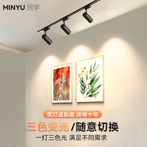 Led track spotlight Three-color change light Nordic Living room Home cob Background Wall rail light Commercial Spotlight Track Strip