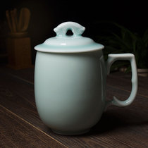 High Gear Gift Green Porcelain Personal Tea Cup With Cover Water Cup Ceramic Tea Set Large Capacity Office Cup Creative Gift