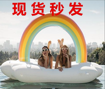 INS inflatable rainbow floating island water floating bed rainbow arch oversized 3-5 people swimming pool party net red photo