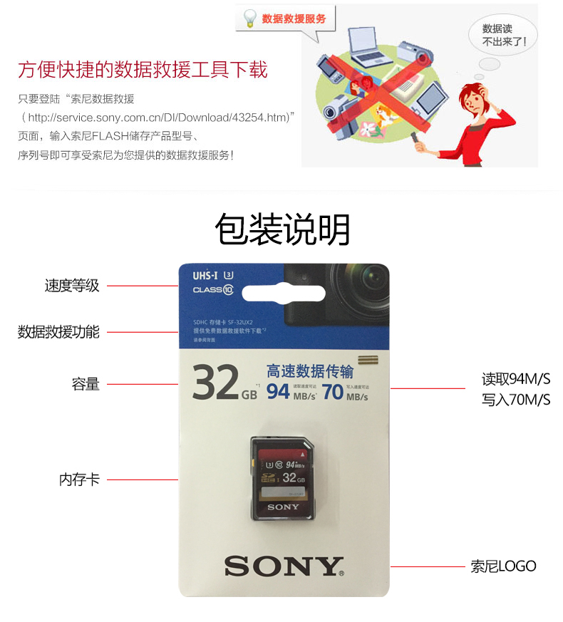 Карта памяти Sony SD 32g 4K 32g 94M Карта памяти Sony SD 32g 4K 32g 94M