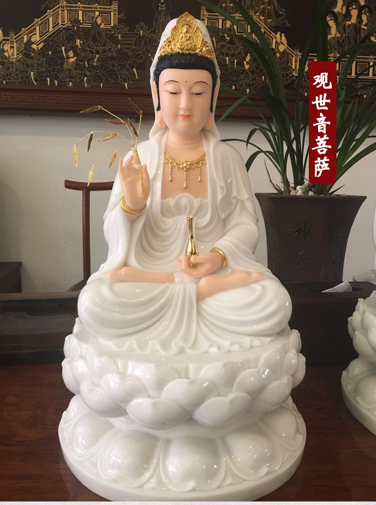 三漫陀汉白玉地藏菩萨摆件玉雕佛像娑婆三圣地藏王菩萨坐像地藏经