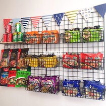 Student Dormitory Desktop Bedside Containing Hanging Basket INS Young Girl Hearts Mesh Red Bedroom Decorative Iron Art Grid Shelf