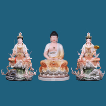 Manjusri Bodhisattva Buddha statue white marble Huayan three Saints statue home living room for Buddha Hall ornaments