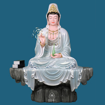 Material Road Craft Sitting Rock Free White Guanyin Guanyin Bodhisattva White Jade Buddha Statue Golden Boy Jade Girl Living Room