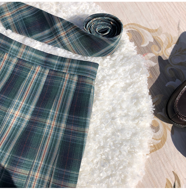 森林来信格裙日式jk制服清新软妹学院风格子领结高腰格纹百褶