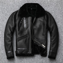 Original ecological leather wool one lamb hair mens leather leather vintage wool classic B3 winter warm lapel