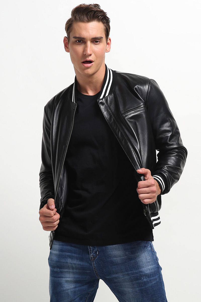 赔钱断码处理真皮皮衣男羊皮夹克棒球服休闲外套明星同款机车服_7折