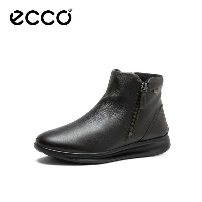 ECCO爱步牛皮黑色靴子女新款短靴 侧拉链平底休闲女靴 雅仕207083 ECCO爱步牛皮黑色靴子女新款短靴 侧拉链平底休闲女靴 雅仕207083