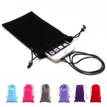 Mobile phone cloth bag hanging rope anti-fall dust protection velvet cover storage 4 7 inch 5 5 inch 6 inch 6 inch 6 5 inch Universal