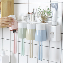 Toothbrush holder Hole-free toilet wall-mounted toothbrush holder Mouthwash cup set Brushing cup rack Tooth cup holder