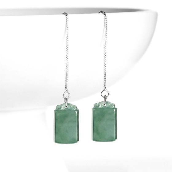 925 Sterling Silver Natural Jade Jade A-Grade Ping Wuwu 브랜드 Ear Wire Genuine Jade 여성 고급 귀걸이 새로운 스타일 925 Sterling Silver Natural Jade Jade A-Grade Ping Wuwu 브랜드 Ear Wire Genuine Jade 여성 고급 귀걸이 새로운 스타일