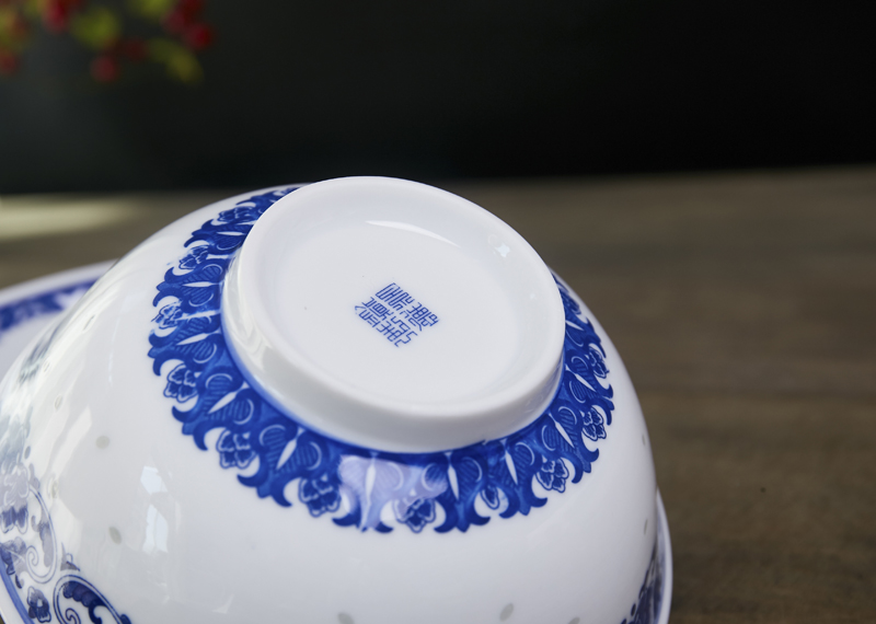 Jingdezhen ceramic glaze and exquisite dishes of blue and white porcelain tableware under 4.5 "5" 6 "rice bowls rainbow such as bowl soup bowl