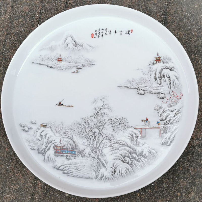 Ceramic water circular jingdezhen blue and white porcelain tea tray household tray was kung fu tea set suit tea tea saucer