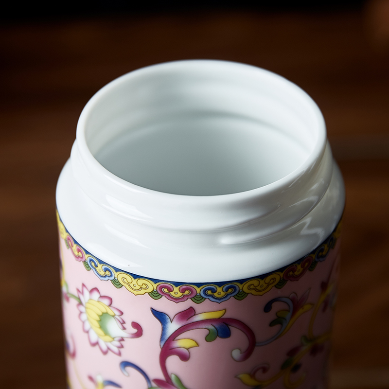 Jingdezhen double ceramic tank vacuum cups of blue and white porcelain enamel office household car glass