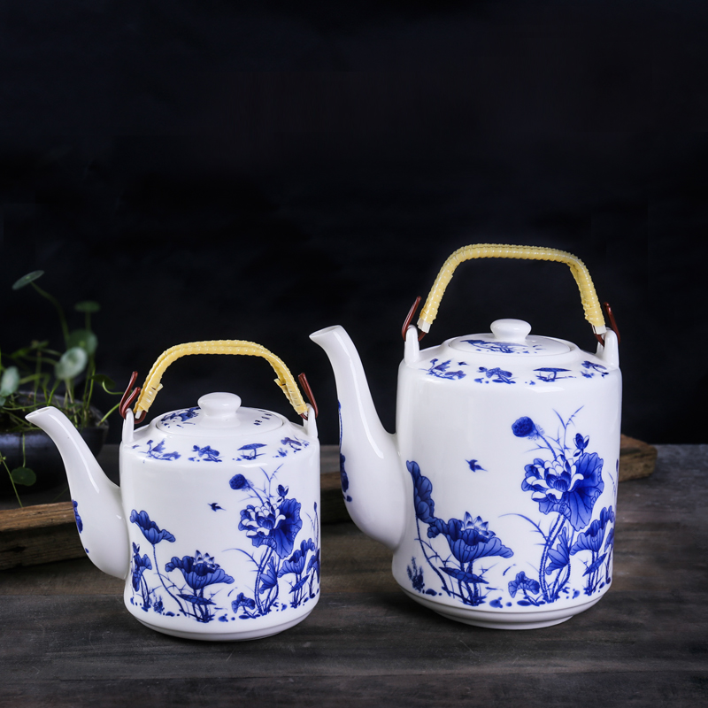 Jingdezhen porcelain ceramic teapot high - capacity cool large blue and white porcelain kettle cold girder teapot household kettle