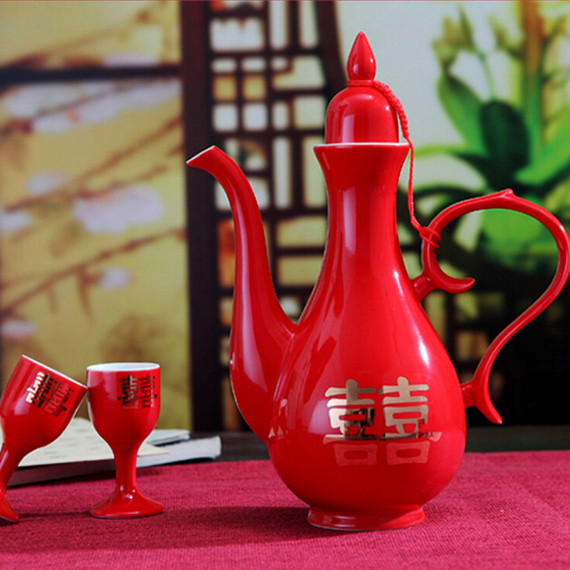 Mary wedlock wine cup of Chinese red wedding wine suits for a bigger glass ceramic wine pot liquor