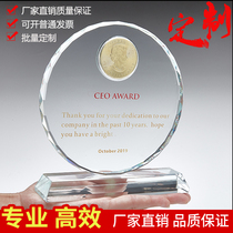 Silver coin custom crystal trophy ornaments silver plated sterling silver commemorative coin gold coin anniversary listing gift employee customer