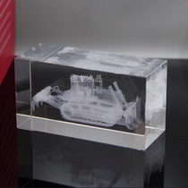 Crystal laser engraving ornaments Crystal CAT bulldozer model custom crystal engraving machine
