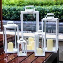 US-Europe style romantic iron art windproof wax candle holder Mediterranean floor decorated with wind light Living room TV cabinet for the New Year